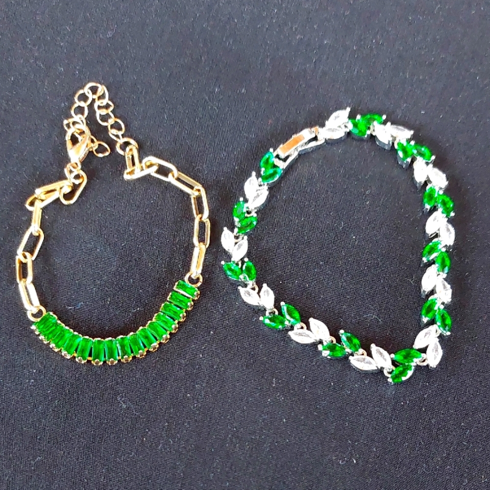 Elegant CZ Emerald Green Bracelets